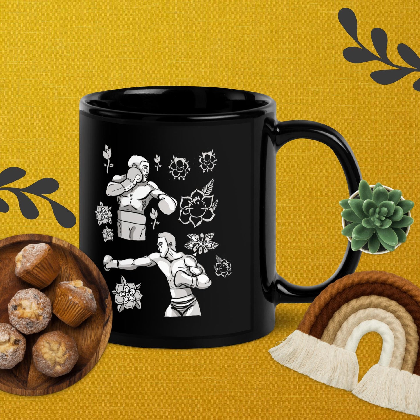 Retro Boxers Black Glossy Mug