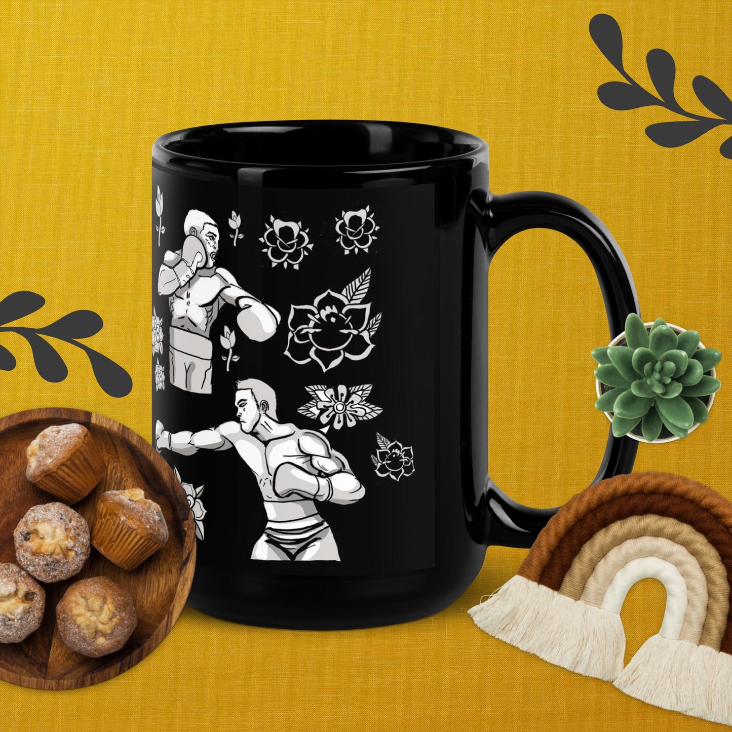 Retro Boxers Black Glossy Mug