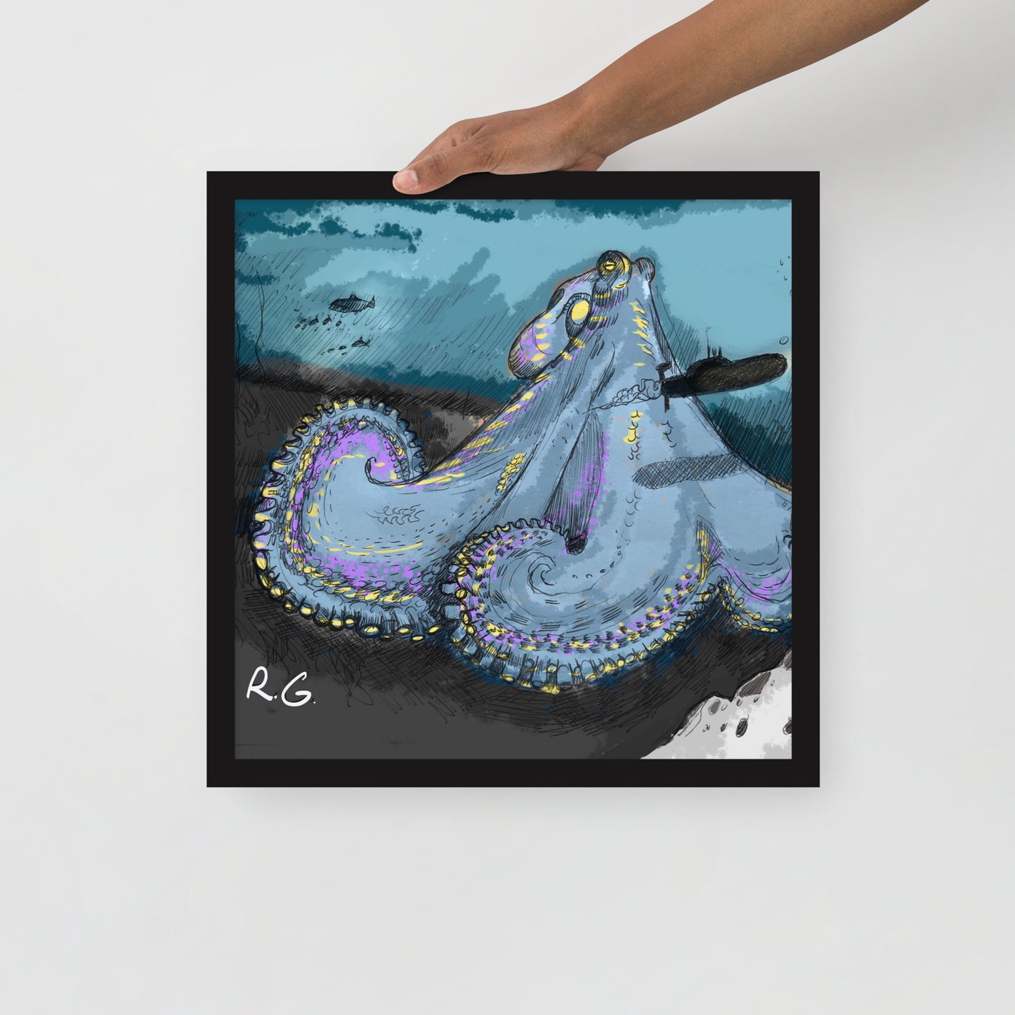 Sea Monster Framed photo paper poster