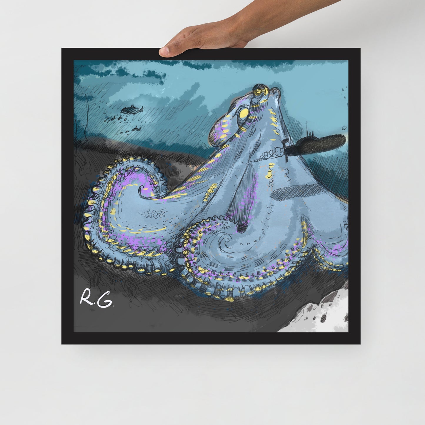 Sea Monster Framed photo paper poster