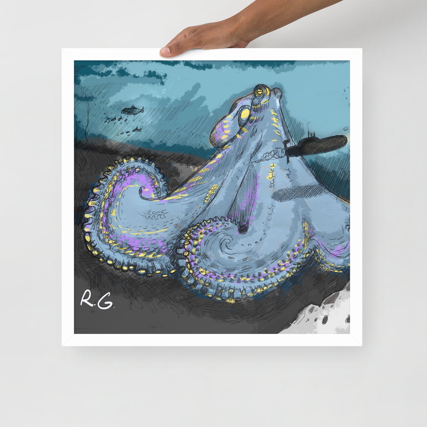 Sea Monster Framed photo paper poster