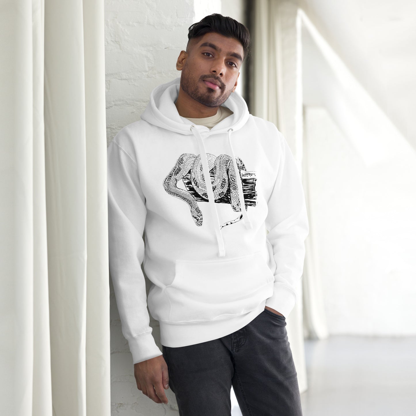 Serpent Black and White Unisex Hoodie